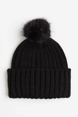 Rib-knit Pompom Hat