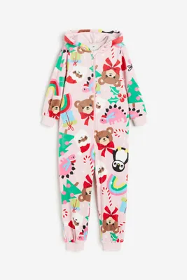 Patterned Fleece Jumpsuit