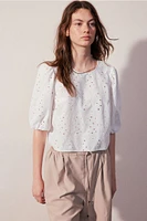 Blouse with Eyelet Embroidery