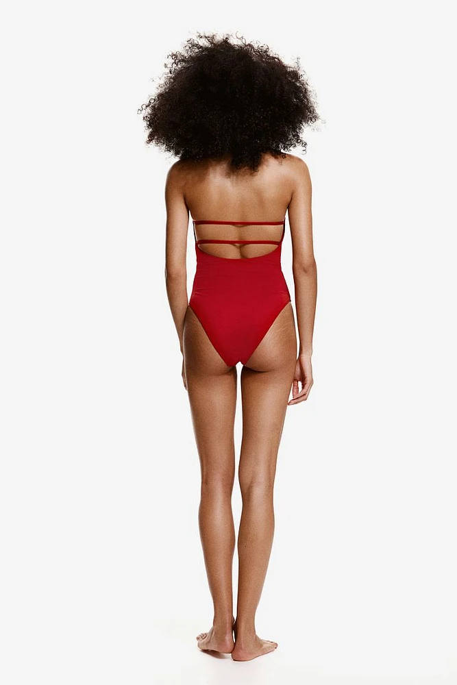 Padded-cup High-leg Bandeau Swimsuit