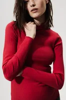 MAMA Ribbed Mock Turtleneck Top