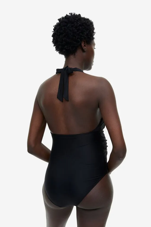 Black Halter Neck Maternity Swimsuit