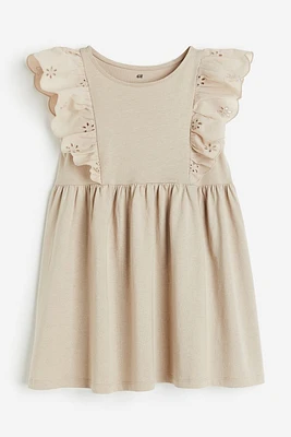 Flounce-trimmed Jersey Dress