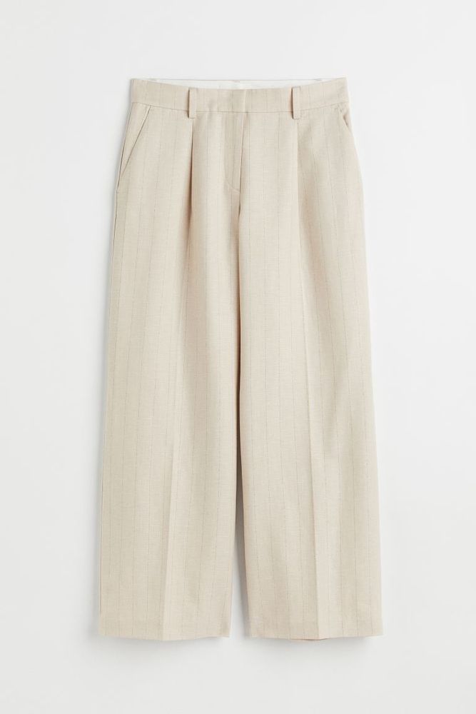 H&M Wide-leg Linen-blend Pants