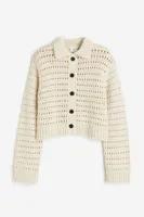 Hole-knit Cardigan with Collar