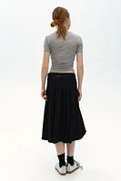 Belt-Detail Pleated Midi Skirt