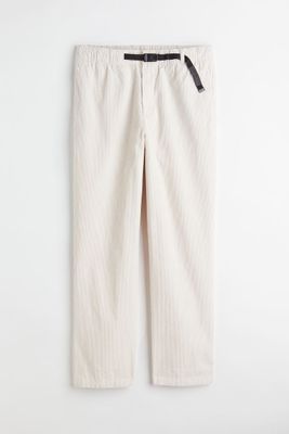 Relaxed Fit Belted Corduroy Pants