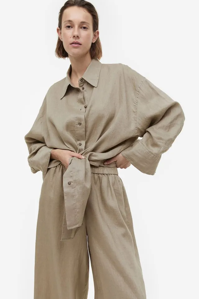 Wide-Cut Linen Pants