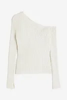 Rib-knit One-shoulder Top