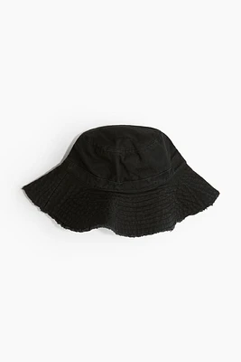 Frayed-edge Cotton Bucket Hat