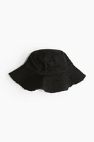 Frayed-edge Cotton Bucket Hat