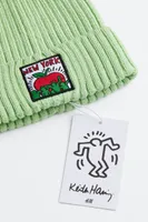 Appliquéd Rib-knit Hat
