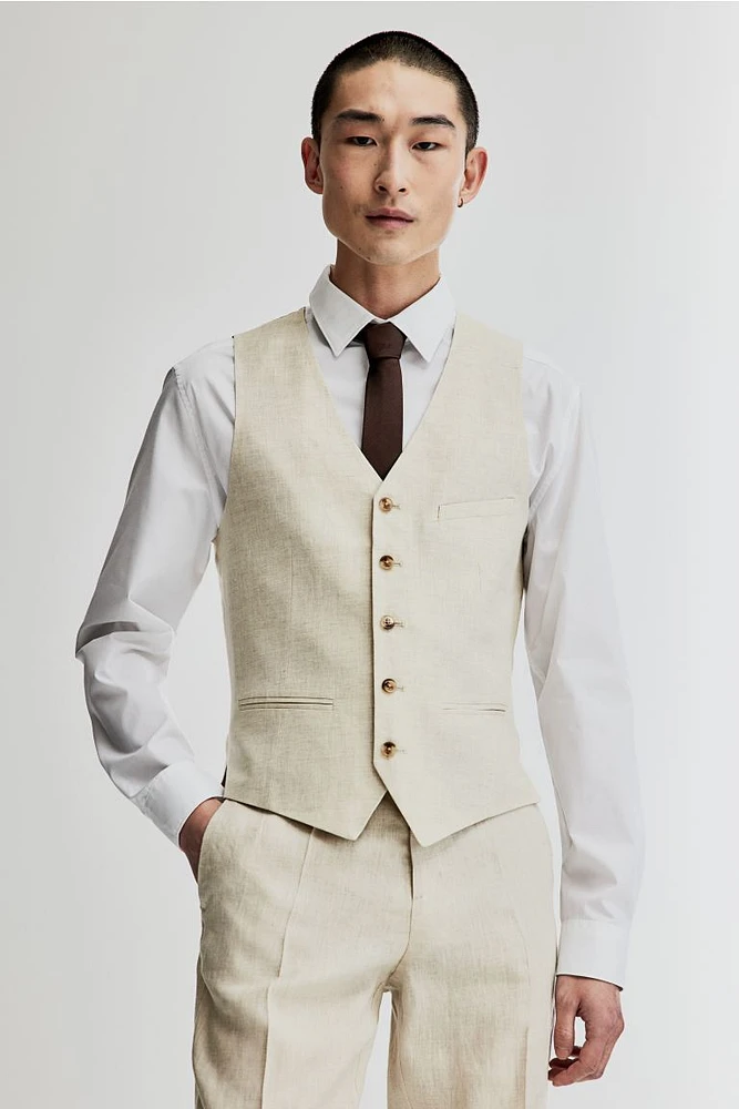 Slim Fit Linen Suit Vest