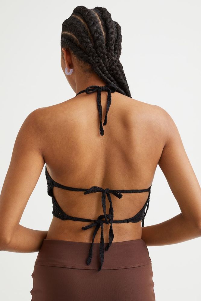 Hole-knit Halterneck Top