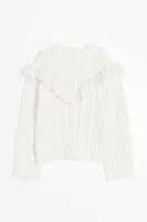 Ruffle-trimmed Textured-knit Sweater