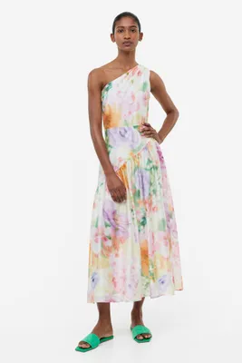 Lyocell-blend One-shoulder Dress