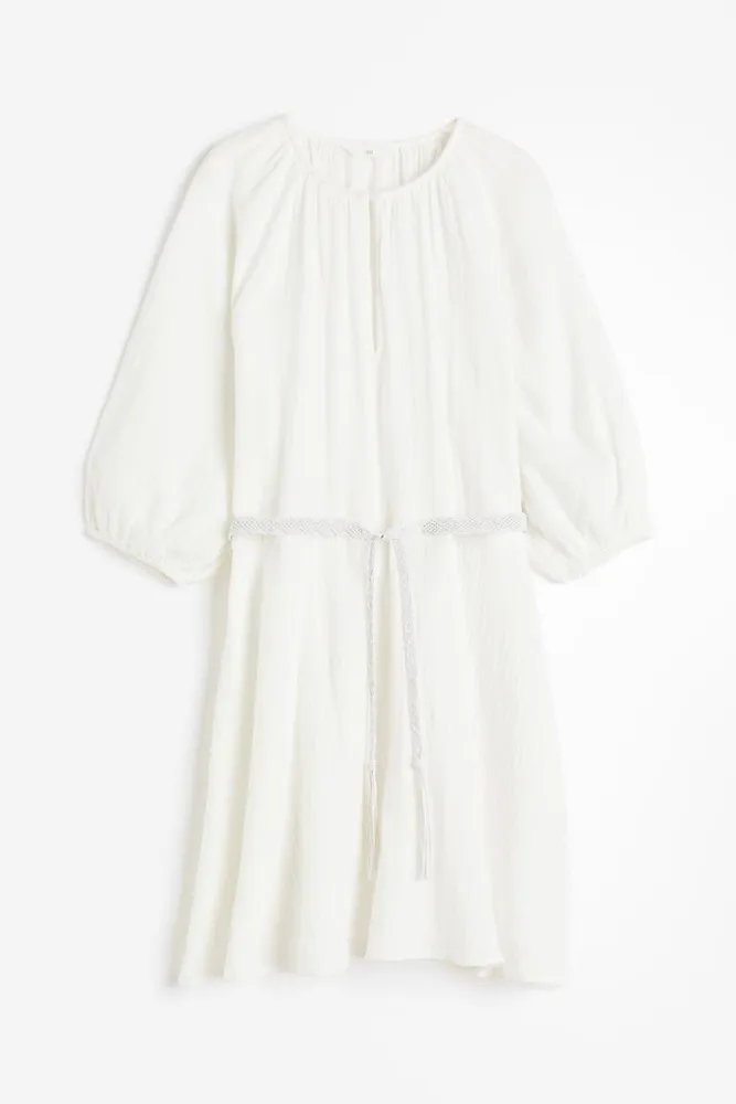 Tie-belt Muslin Dress