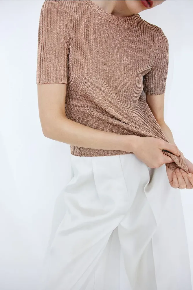 H&M Metallic Rib-knit Top