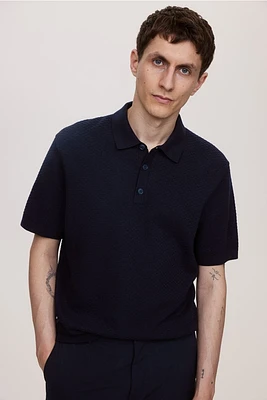 Slim Fit Textured-knit Polo Shirt