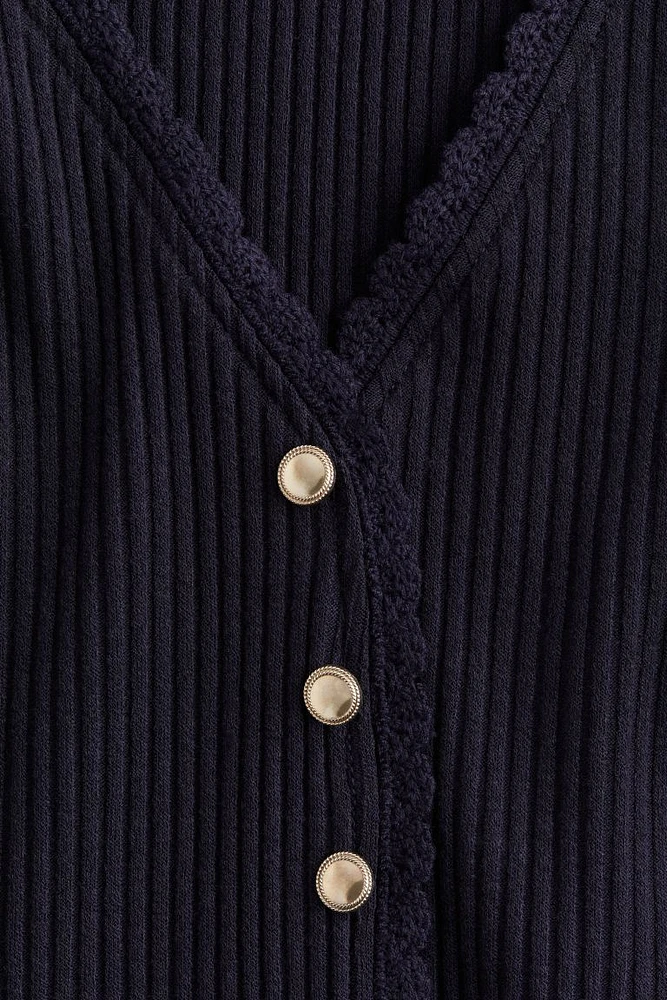 Ribbed Button-front Top