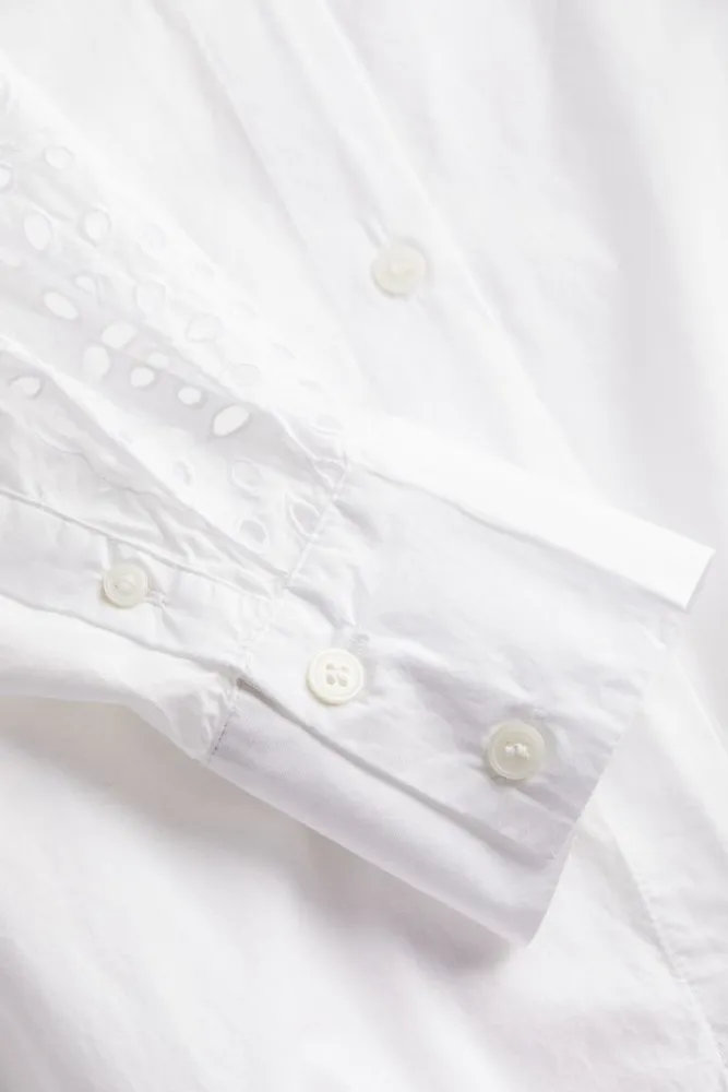 Shirt Dress with Eyelet Embroidery