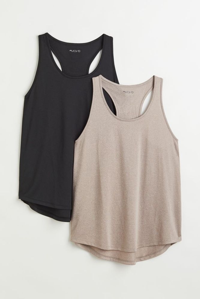 2-pack Jersey Tops - Light taupe/dark taupe - Ladies