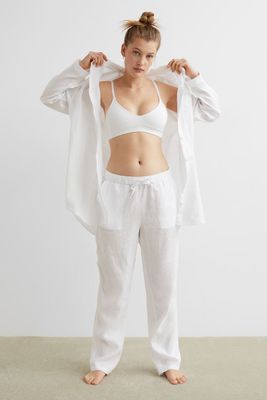 Pantalon de pyjama en lin lavé