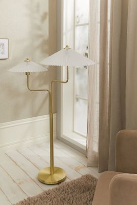 Lampe de sol avec abat-jour plissés