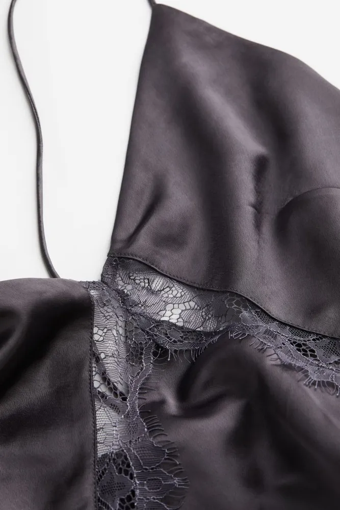 Lace-detail Satin Slip Dress