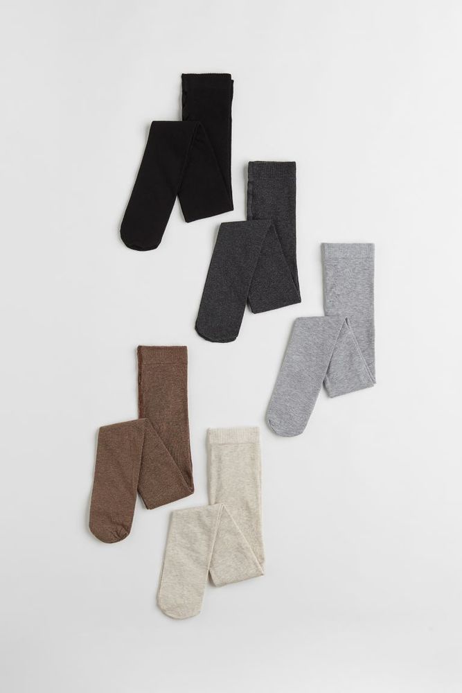 2-pack Wool-blend Tights - Black/gray melange - Kids