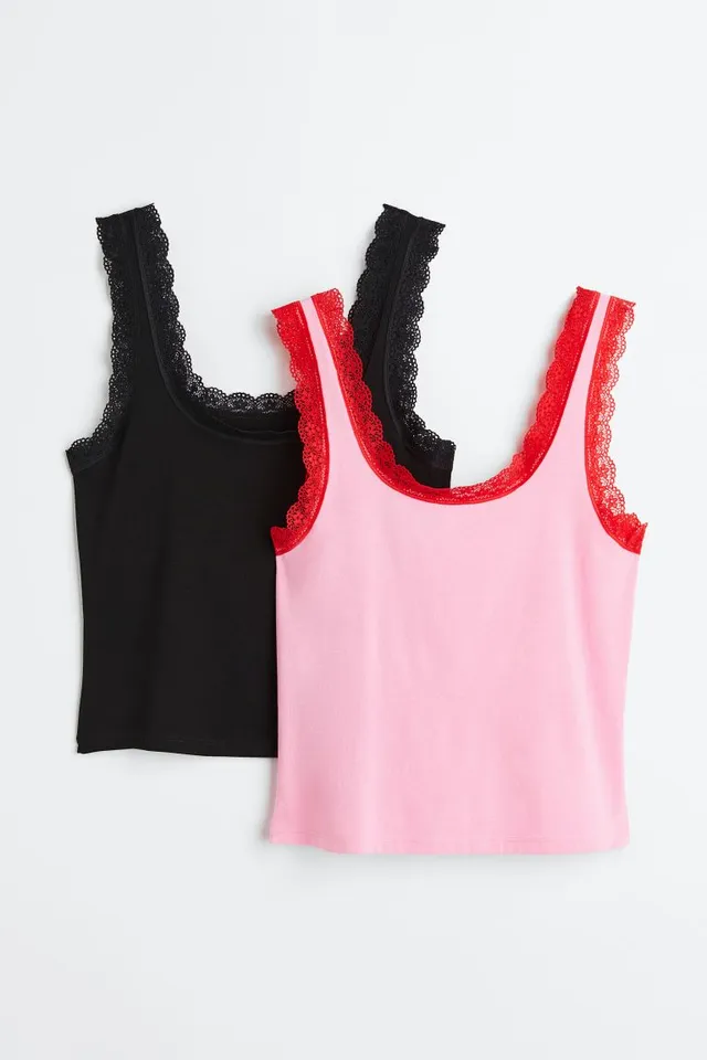 H&M 2-pack Lace-trimmed Tank Tops