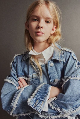 Oversized Frayed-edge Denim Jacket