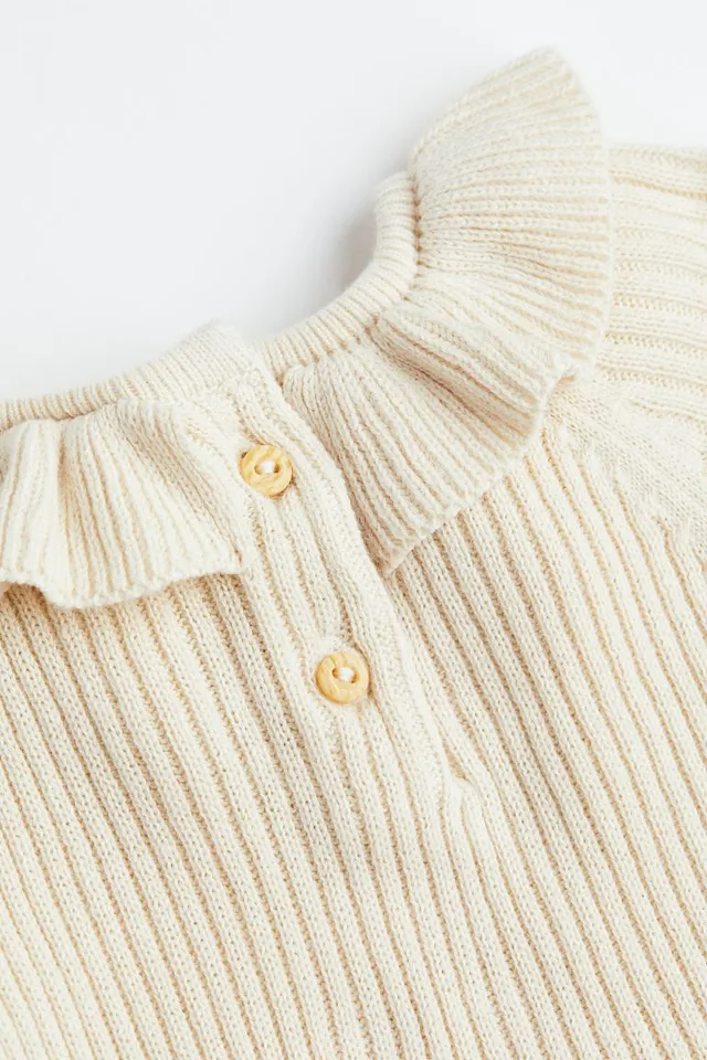 H&M Collared Rib-Knit Sweater  Ribbed knit sweater, Knitted sweaters, Rib  knit