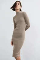 Rib-knit Mock Turtleneck Dress