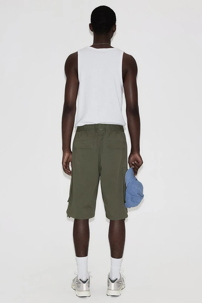 Loose Fit Twill Cargo Shorts