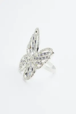 Butterfly-shaped Rhinestone Ring