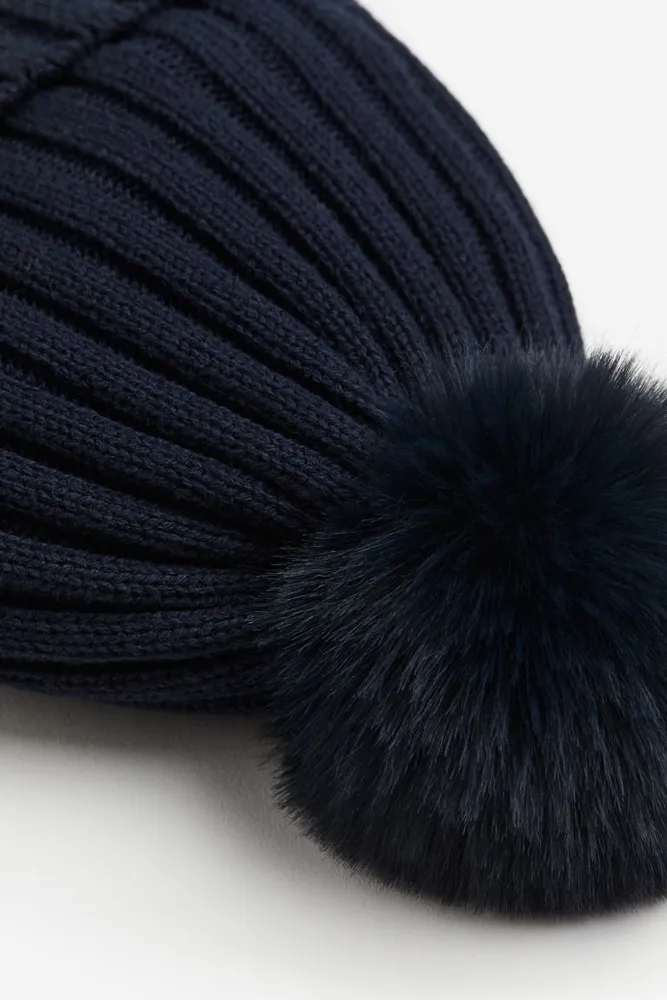 Rib-knit Pompom Hat