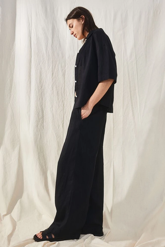 Wide-leg Linen Pants