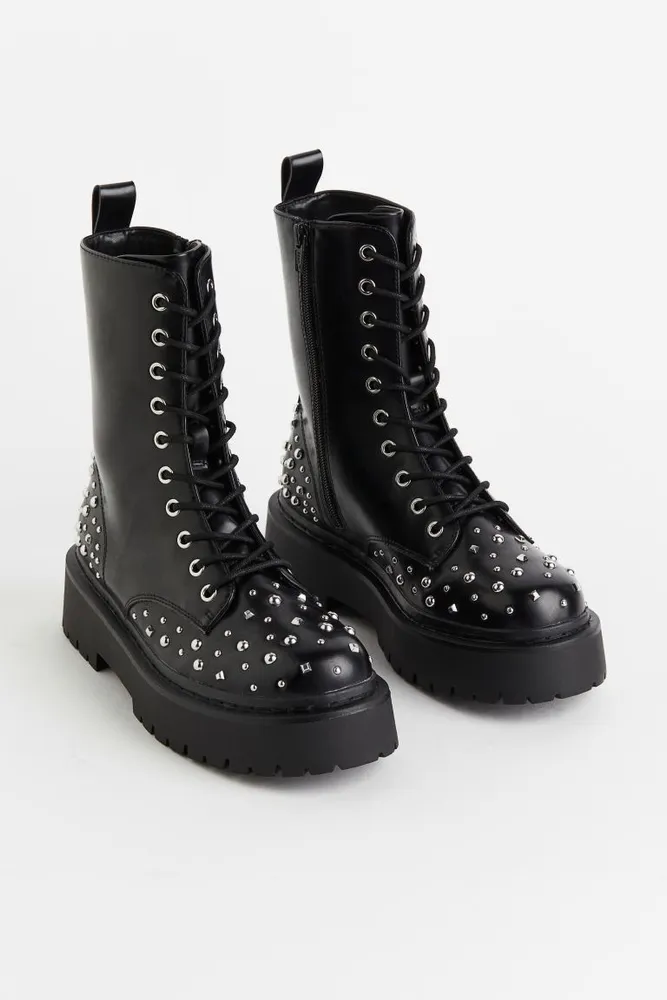 Studded Lace-up Boots