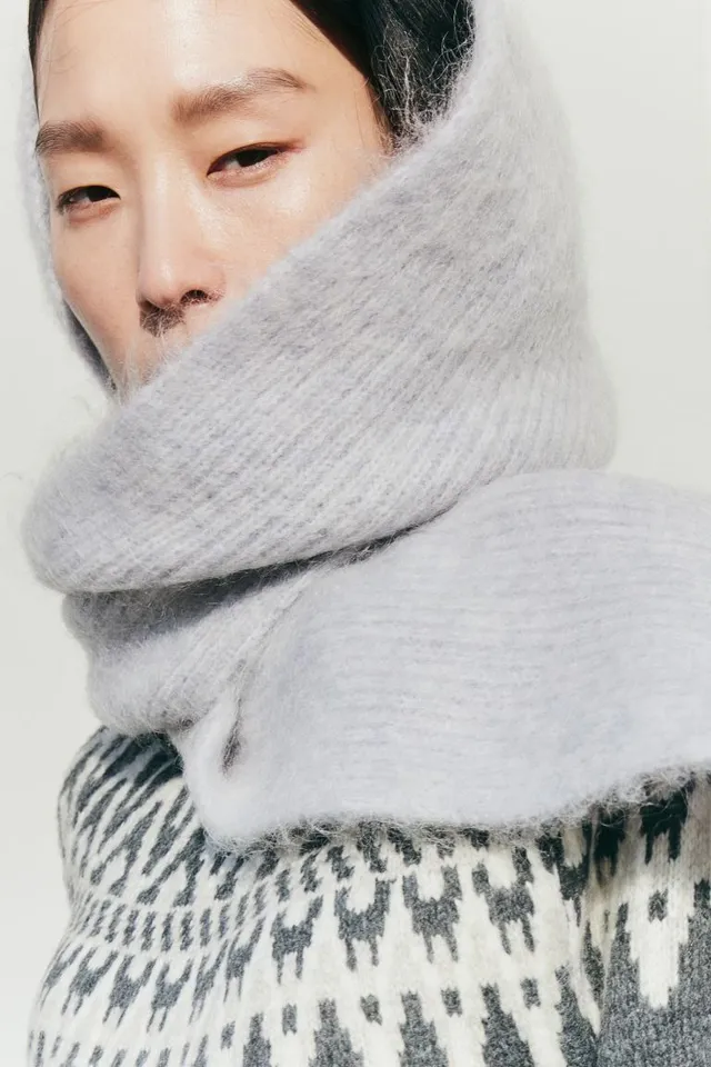 H&M Mohair-blend Hooded Scarf