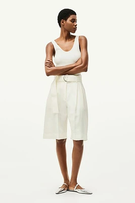 Linen-blend Shorts with Belt