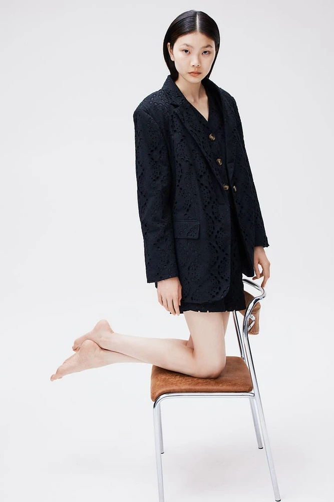 Oversized Jacket with Eyelet Embroidery