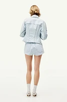 Shorts mini en denim con pliegues