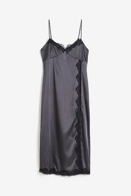 Lace-trimmed Satin Slip Dress