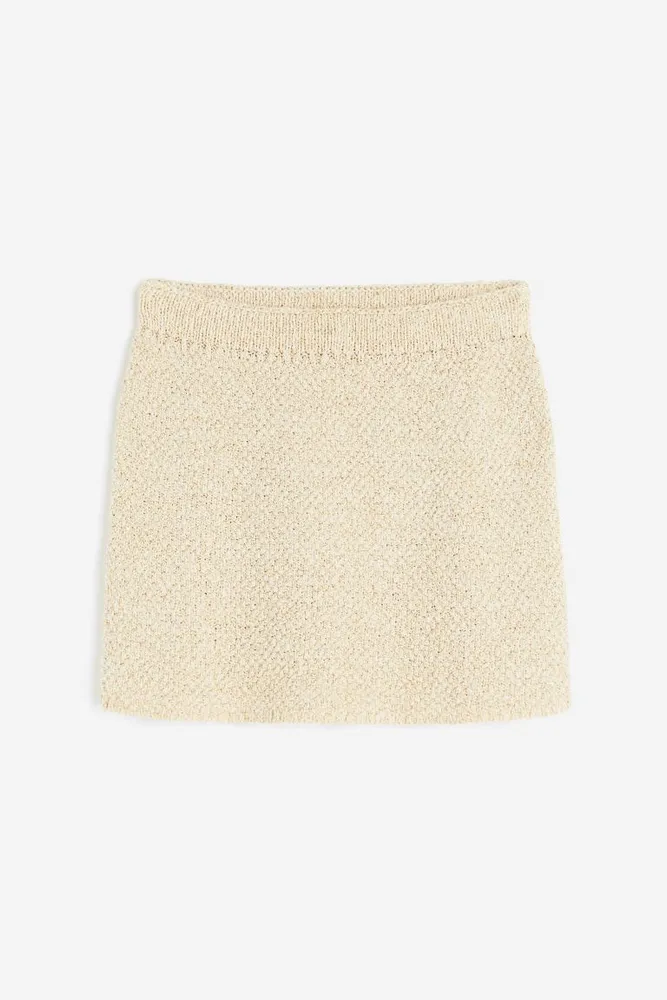 Glittery Textured-knit Skirt