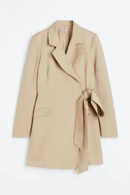 Linen-blend Wrap Jacket Dress