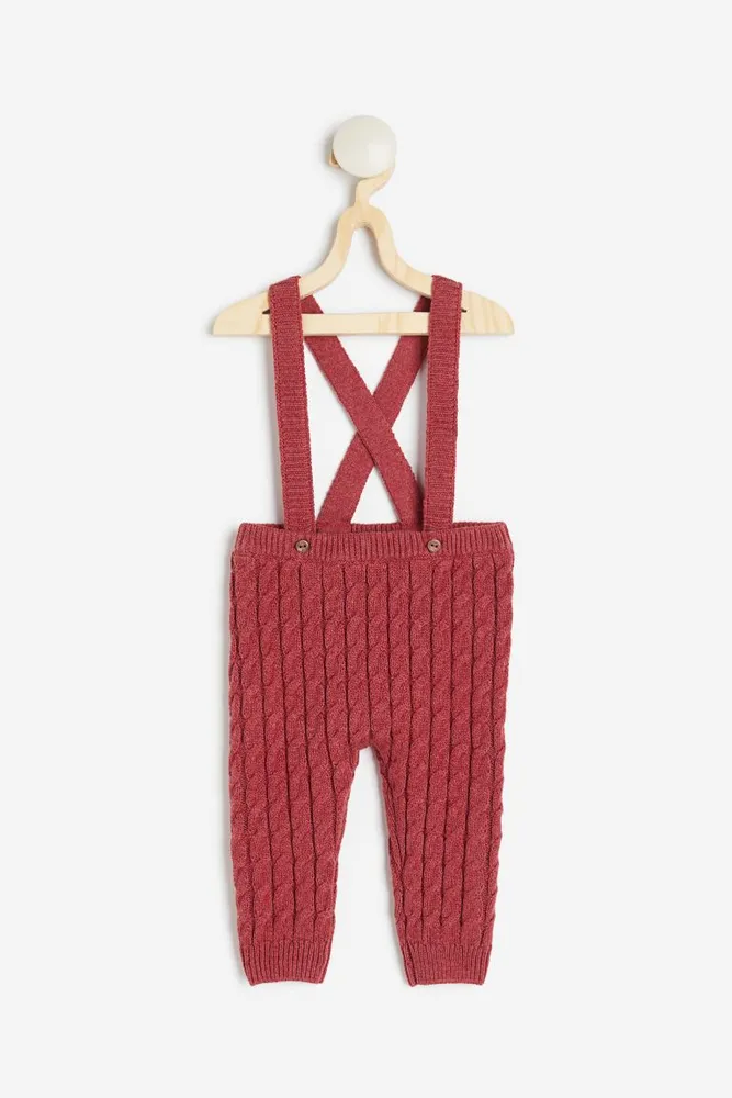 Cable-knit Leggings with Suspenders