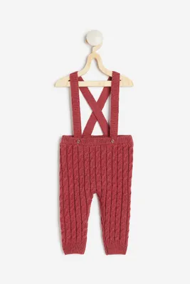 Cable-knit Leggings with Suspenders