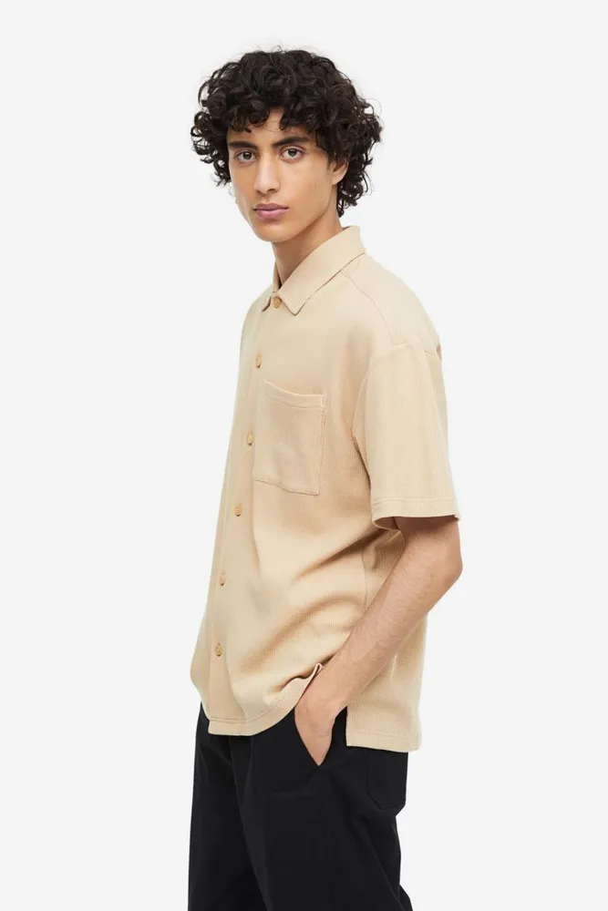 Relaxed Fit Waffled Shirt