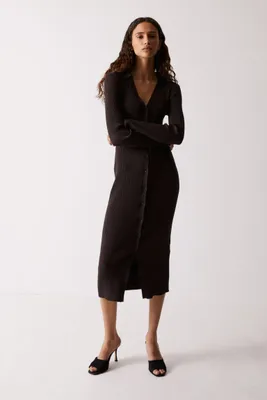 Robe boutonnée en maille côtelée